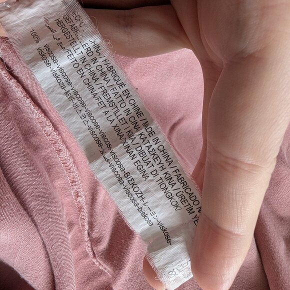 Stradivarius, Linen-like Oatmeal-beige Roll-up Sleeve Blouse, Size L - Picture 13 of 13